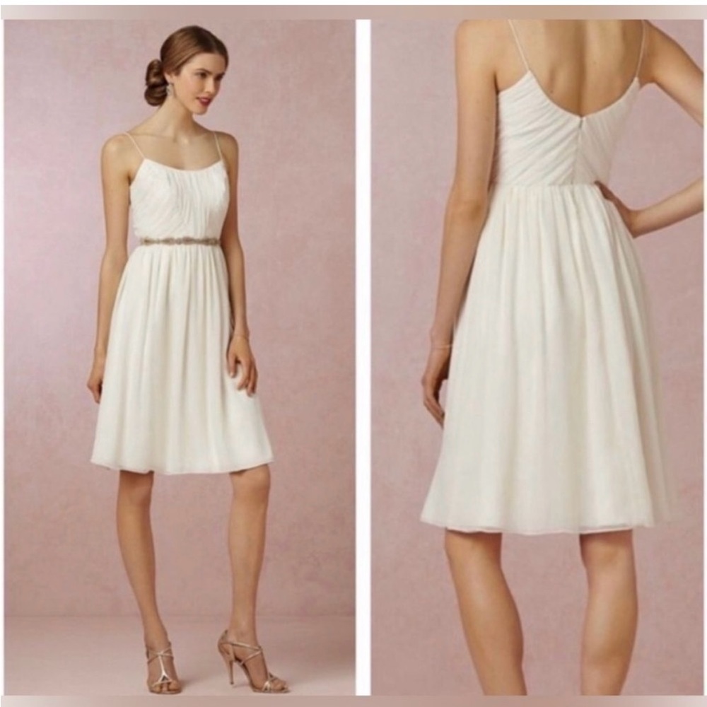BHLDN Hitherto Giselle Spaghetti Strap Dress Ivory 10 NWOT